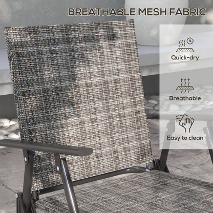 Outdoor 4 Pieces Patio Furniture Set, Garden Set with Two Foldable Armchairs, a Loveseat & Glass Top Table, Mixed Grey