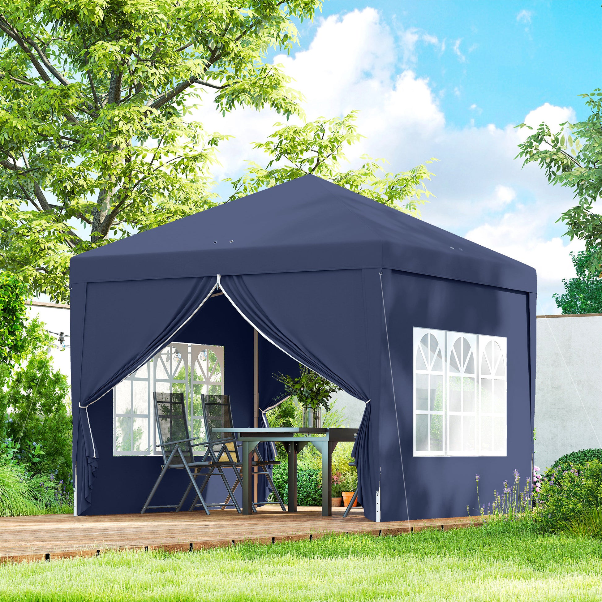 10'x10' Outdoor Pop Up Party Tent Wedding Gazebo Canopy with Carrying Bag (Blue)
