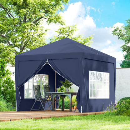 10'x10' Outdoor Pop Up Party Tent Wedding Gazebo Canopy with Carrying Bag (Blue)