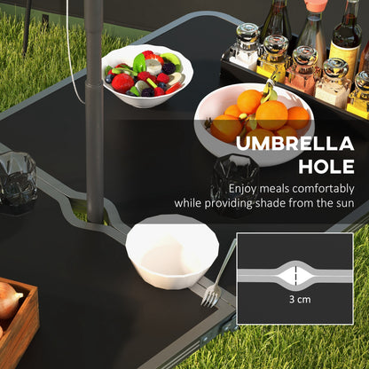 Folding Picnic Table Camping Table and Chairs Use for BBQ Picnic Garden Parties 47.2" L x 23.6" W x 21.7" -27.6" H Black
