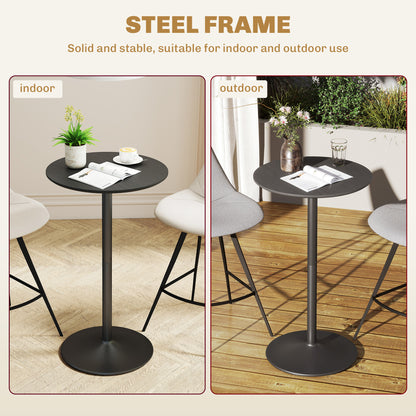 Round Table for 2, 40.2 Inch Bar Height Pub Table with Steel Frame, Non-Slip Base for Living Room, Kitchen, Black