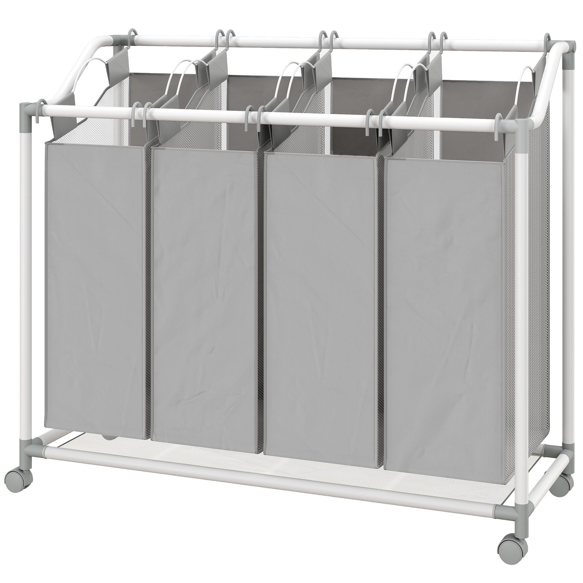 Laundry Hamper with Wheels, 160L Laundry Basket with 4 Removable Bags for Bedroom, Bathroom, Grey