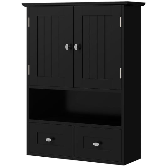 Medicine Cabinet, Bathroom Wall Cabinet with Shelf and Drawers for Hallway, Living Room, Black