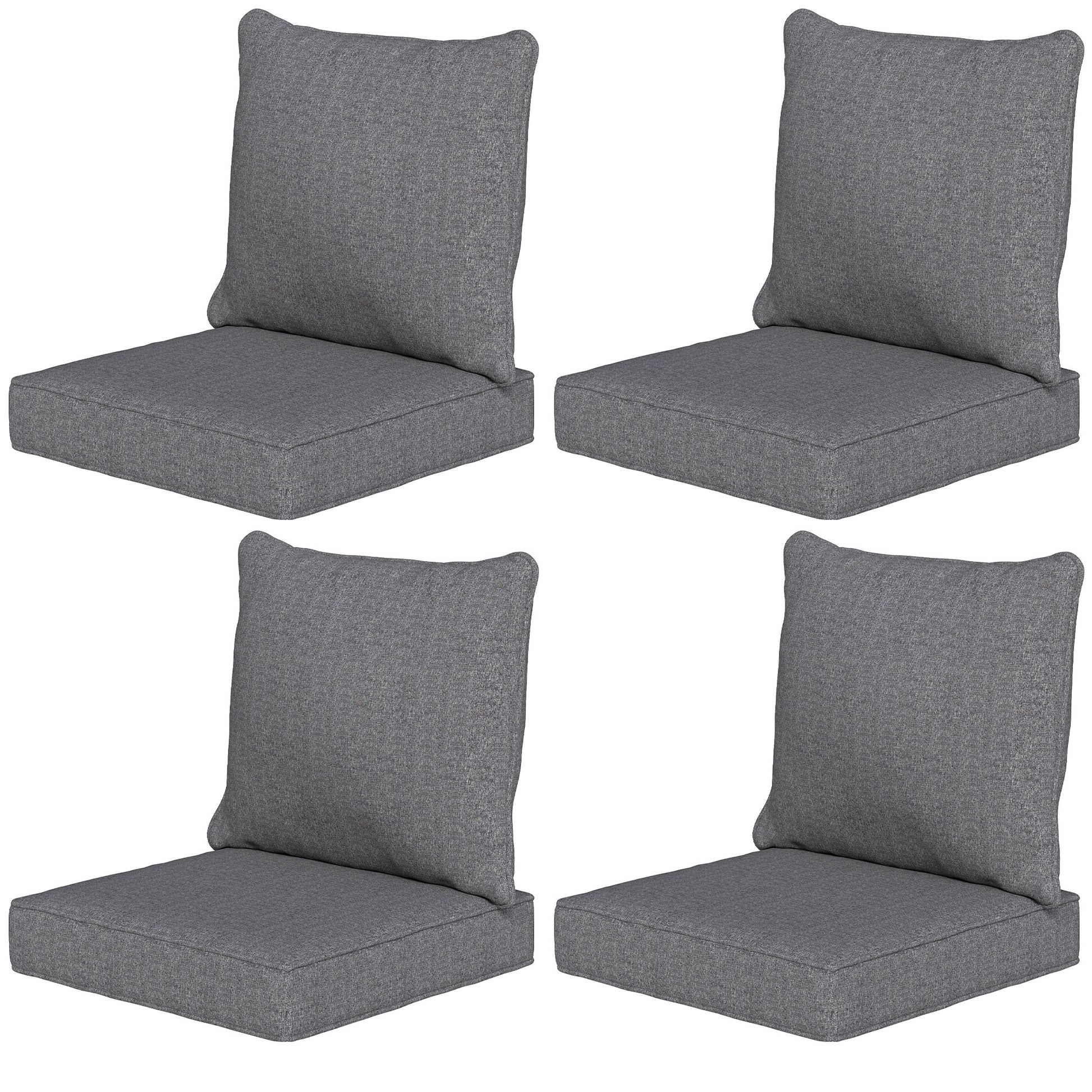 Outdoor Chair Cushions Set of 4, Fade Resistant Patio Chair Cushions for Outdoor Furniture, 24" x 24", Grey