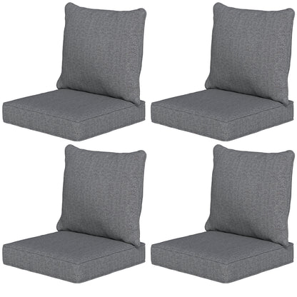 Outdoor Chair Cushions Set of 4, Fade Resistant Patio Chair Cushions for Outdoor Furniture, 24" x 24", Grey