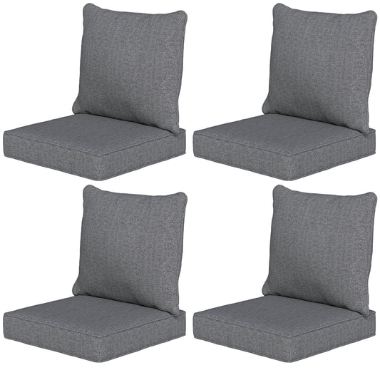 Outdoor Chair Cushions Set of 4, Fade Resistant Patio Chair Cushions for Outdoor Furniture, 24" x 24", Grey