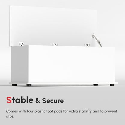 39.5" Storage Chest with 2 Safety Hinges, Storage Box Organizer with Flip-Top Lid, Entryway Storage Bench, White