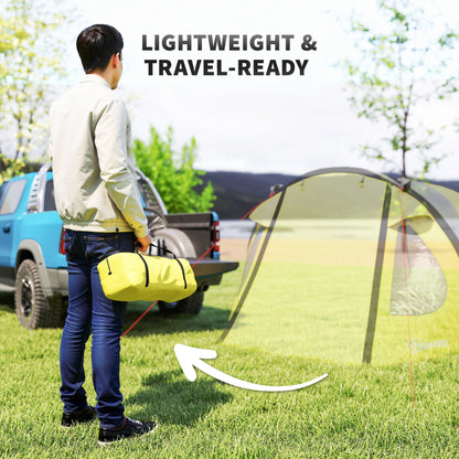 3-4 Person Camping Tent, Easy Set Up Dome Tent with Porch, Waterproof Family Tent with Bedroom and Sewn-in Groundsheet