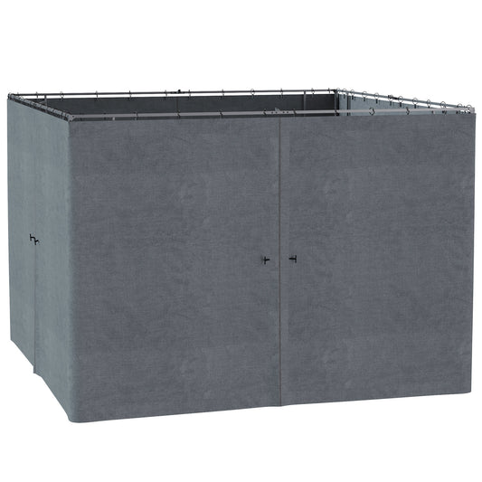 Gazebo Curtains, 10' x 10' Universal Replacement Privacy Curtain, 4-Panels Sidewall with Hooks/C-Rings, Slate Grey