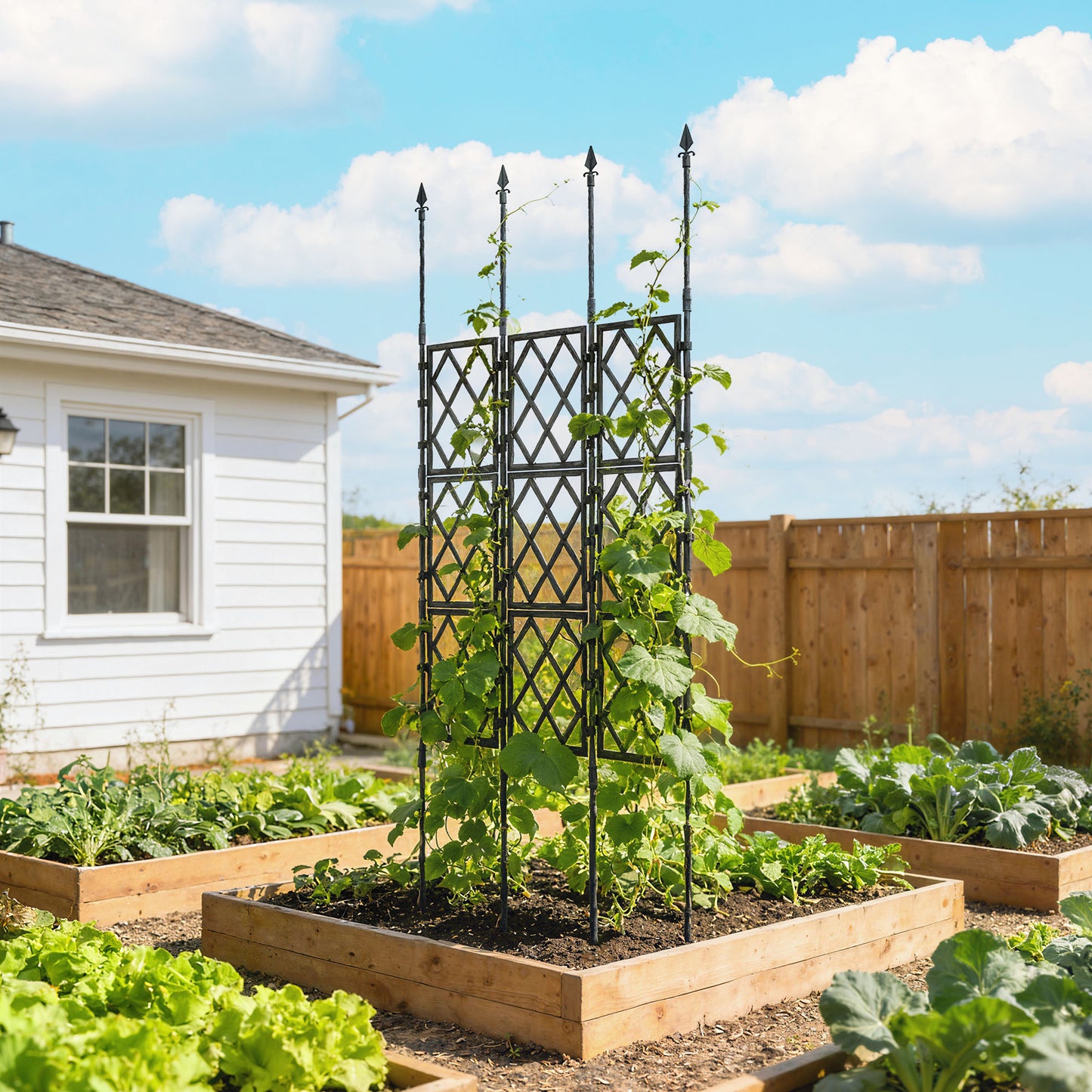 Foldable Garden Trellis, 33.5 x 77.6 Inch Lattice Climbing Support Trellis for Garden, DIY Assembly, Black