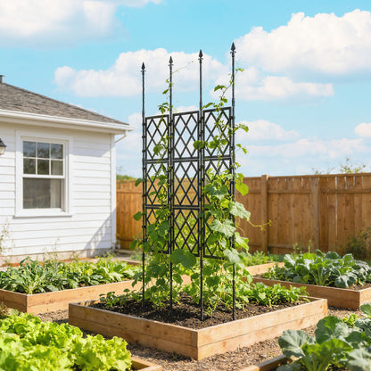 Foldable Garden Trellis, 33.5 x 77.6 Inch Lattice Climbing Support Trellis for Garden, DIY Assembly, Black