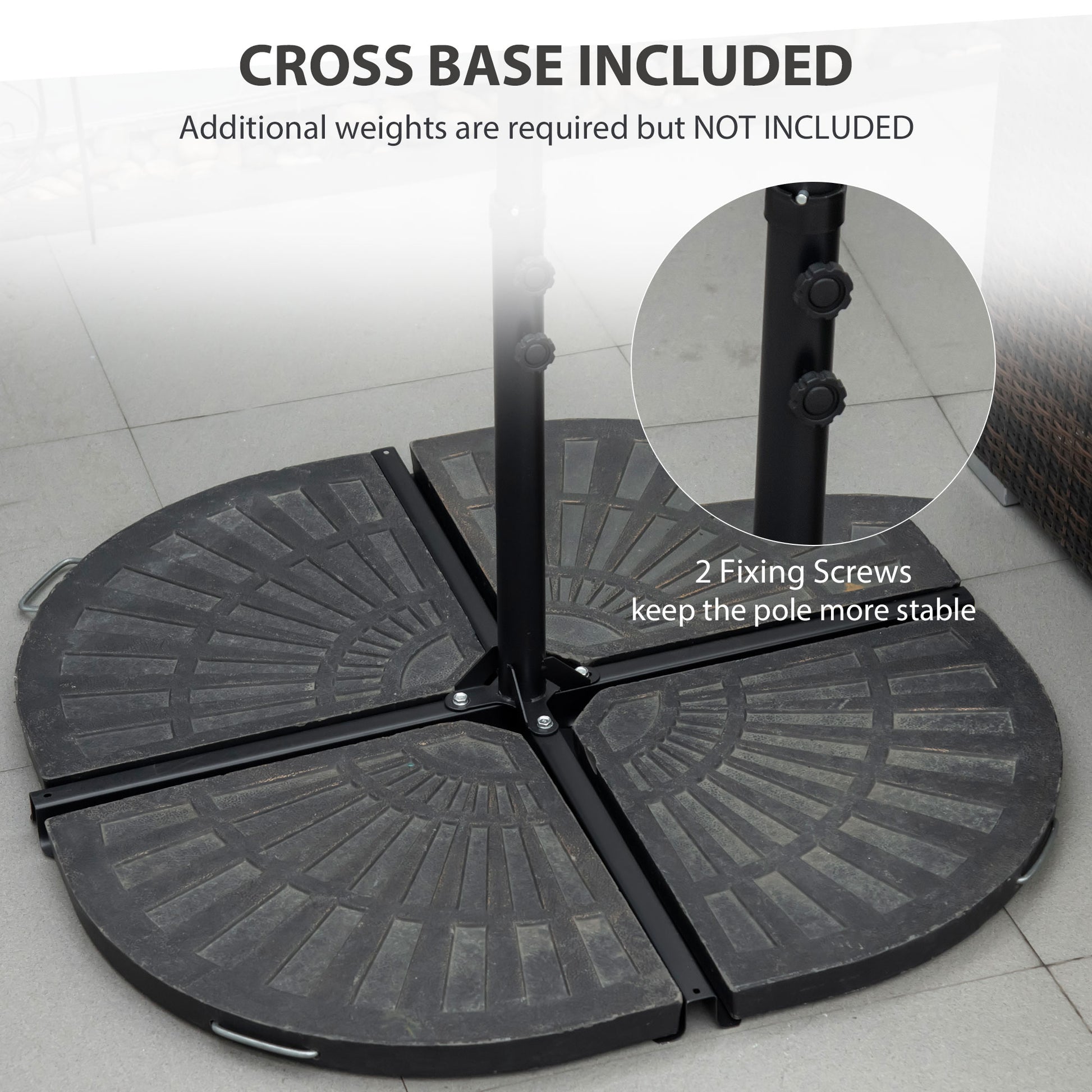 8.5FT Offset Patio Umbrella with 360° Rotation, Outdoor Cantilever Roma Parasol Hanging Sun Shade Canopy Shelter with Cross Base, Beige