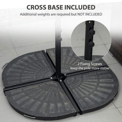 8.5FT Offset Patio Umbrella with 360° Rotation, Outdoor Cantilever Roma Parasol Hanging Sun Shade Canopy Shelter with Cross Base, Beige