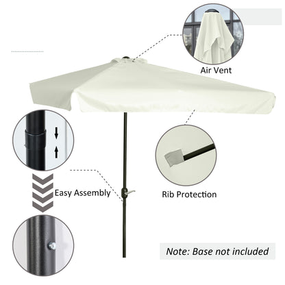 7.5ft Half Umbrella Semi Patio Parasol with Crank Handle, Top Vent for Garden, Balcony- NO BASE INCLUDED, Cream