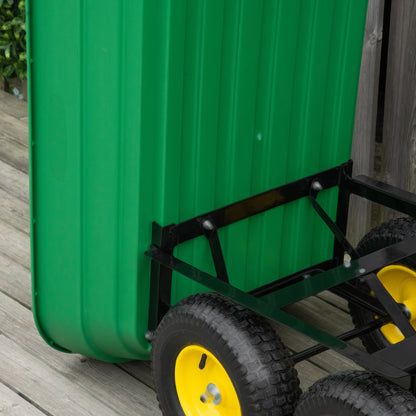 Garden Dump Cart Heavy Duty 440lbs Wagon with Steel Frame and 12" Pneumatic Tires, Green