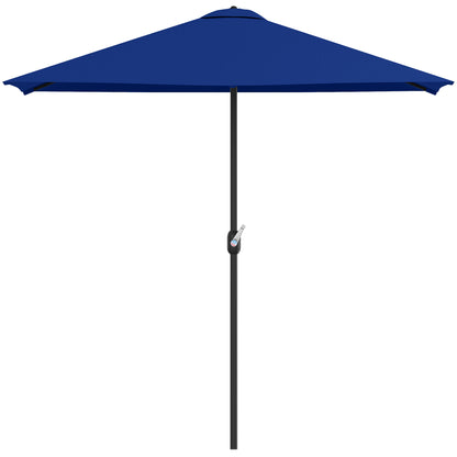 8ft Half Round Umbrella Outdoor Balcony Parasol Patio Garden Outdoor Window Sun Shade w/ 5 Ribs