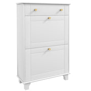 Slim Shoe Storage with 2 Flip Drawers and Adjustable Shelves Shoe Cabinet Organizer for 8 Pair, White