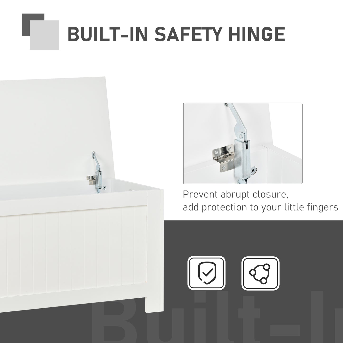 Large Storage Box Storage Trunk Cabinet Container with Lid and 2 Safety Hinges, White