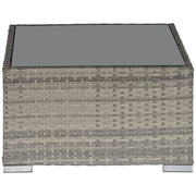 Rattan Garden Coffee Table, 25.6" Square Garden Rattan Table with Tempered Glass Top, Grey