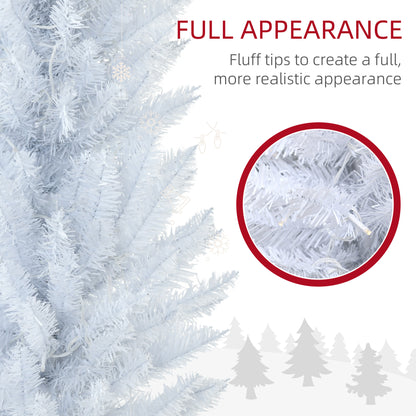6' Pre Lit Artificial Pencil Christmas Trees, Xmas Tree with Realistic Branches and Warm White LED Lights, White