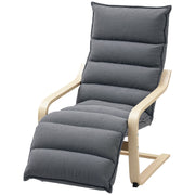 Accent Chair, Velvet Upholstered Living Room Chair with Footrest, Wood Frame, Dark Grey