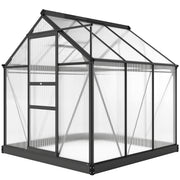 Greenhouse Garden, Green House, Outdoor Greenhouse Kit, PC Board with Sliding Door, 6.2' x 6.3' x 6.6', Grey