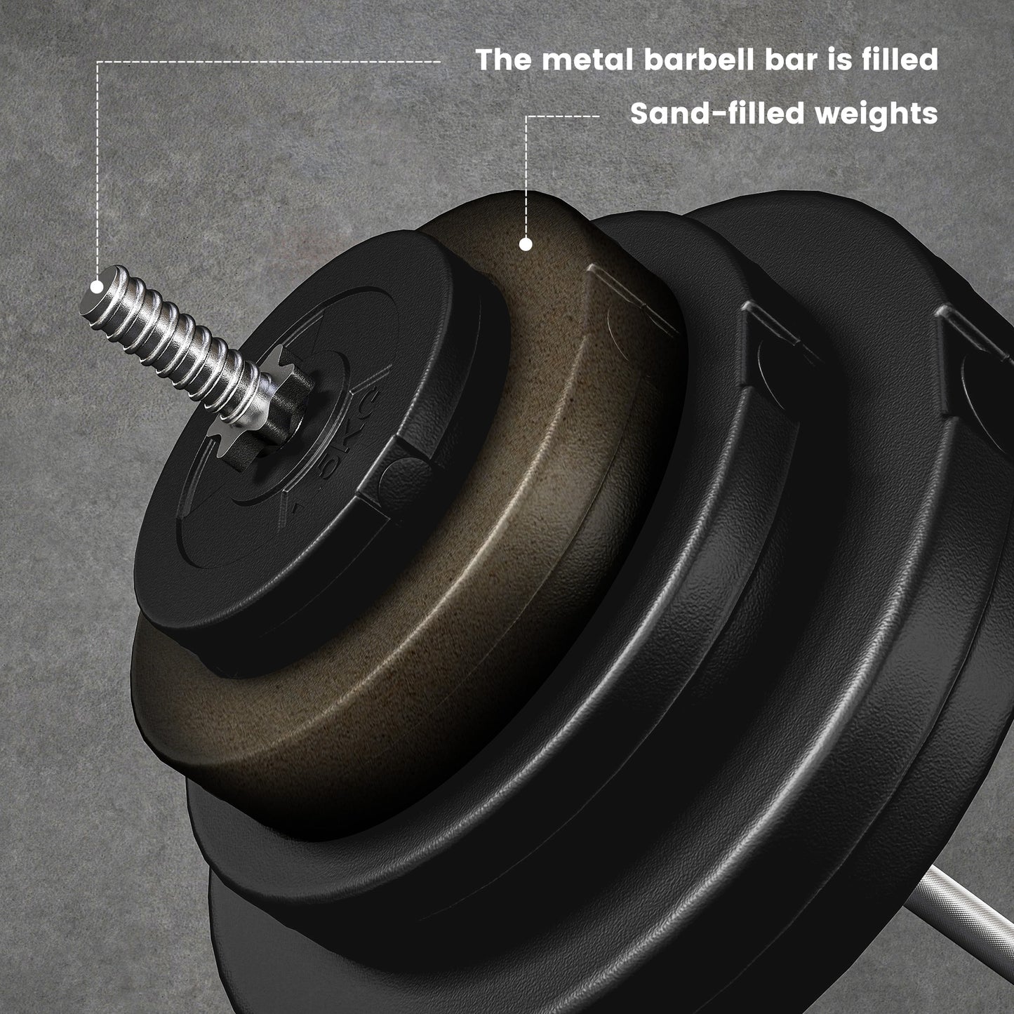 Soozier 154 lbs Barbell Weight Set, Adjustable Weights for Home Gym with 67" Barbell Bar, Strength Training Equipment