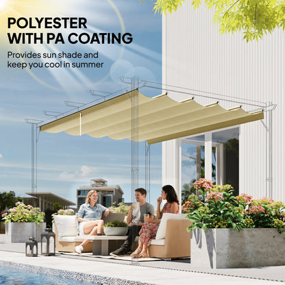 8.5' x 11.5' Retractable Pergola Canopy Replacement, Fit 10' x 13' Frame, Pergola Cover Replacement Top Only, Beige