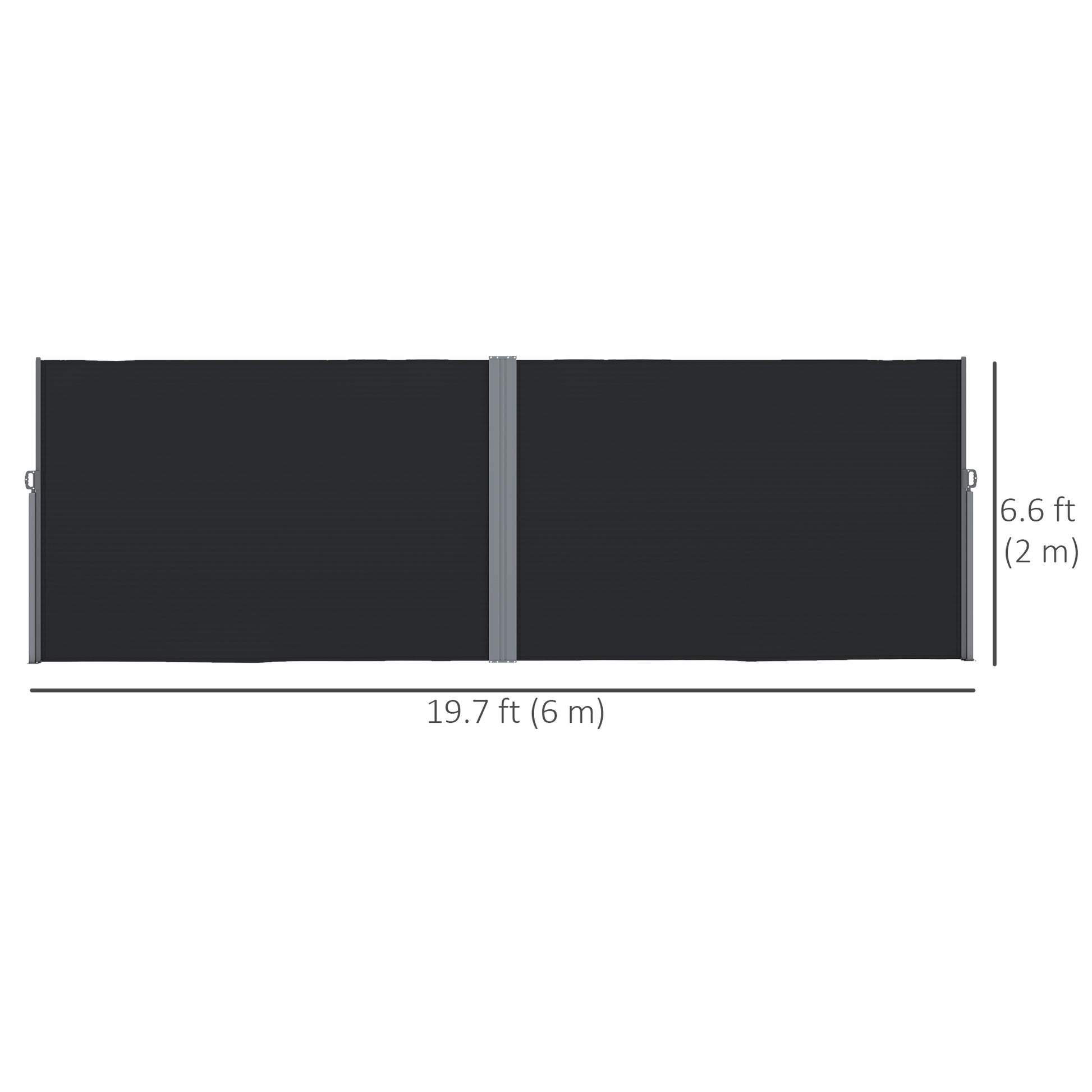 Retractable Double Side Awning, 79"x236" Patio Privacy Screen, UV Resistant, Waterproof Wind Screen, Black