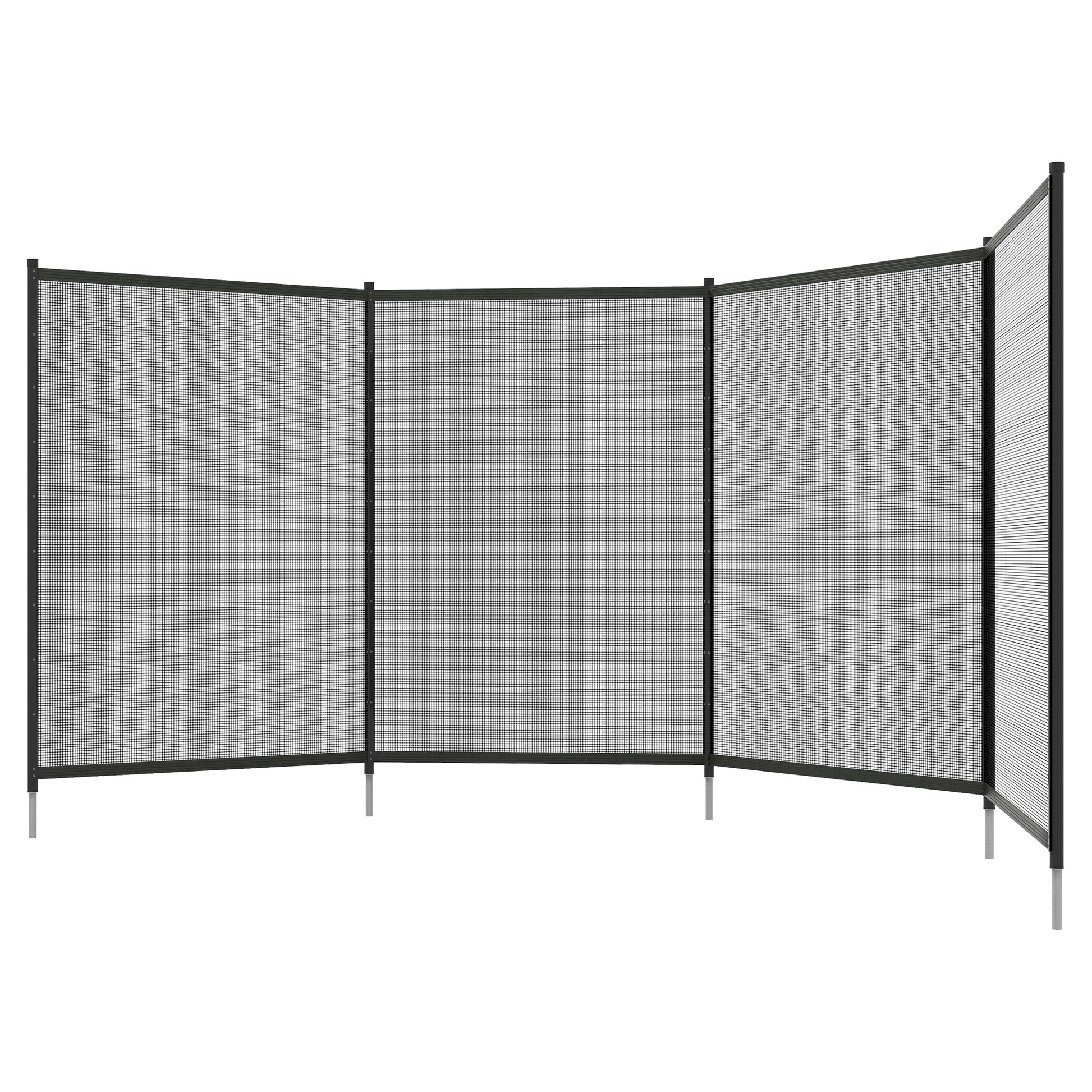 4 Panel Swimming Pool Fence, Aluminium Rustproof Pool Fencing, 4' x 12', Black