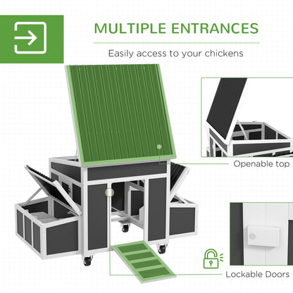 Wooden Chicken Coop with Nesting Box for 2-4 Chickens, Dark Grey