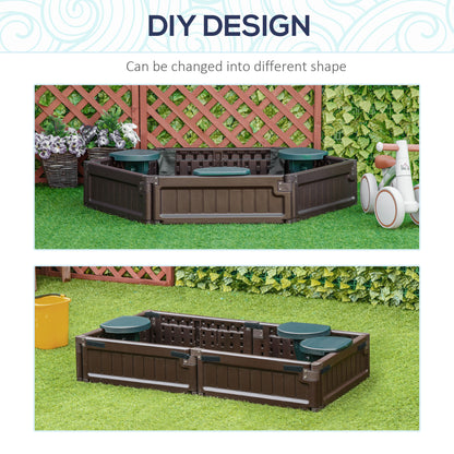 DIY Kids Sandbox with Waterproof Oxford Cover, Sand Playset Station with Bottom Fabric Liner, for 3-12 Years Old, Outdoor Indoor Backyard, Brown
