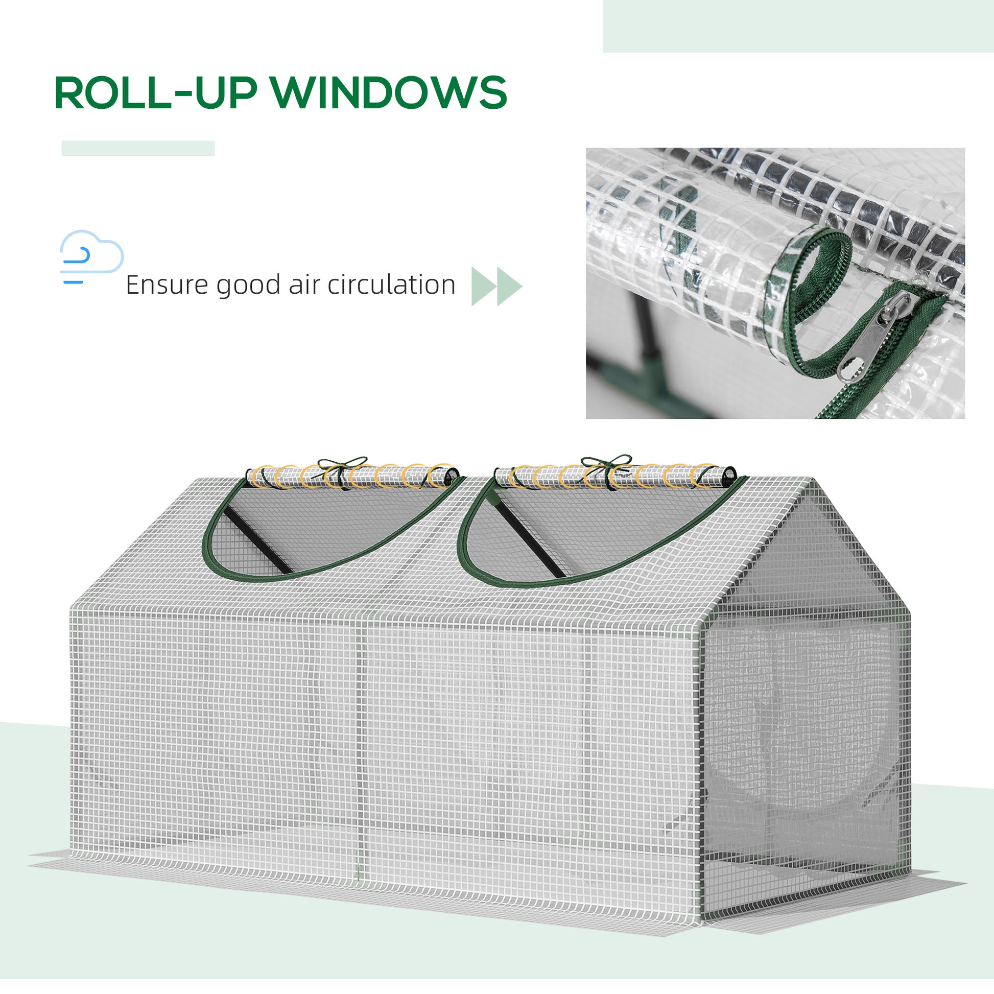 47" x 24" x 24" Portable Mini Tunnel Greenhouse Garden Planting Outdoor Flower Warm House Box with 2 Windows Steel Frame PE Cover, White