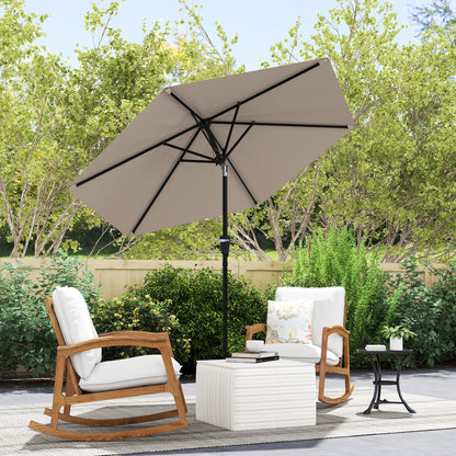 Patio Sun Umbrella, Outdoor Parasol with 6 Ribs, Khaki