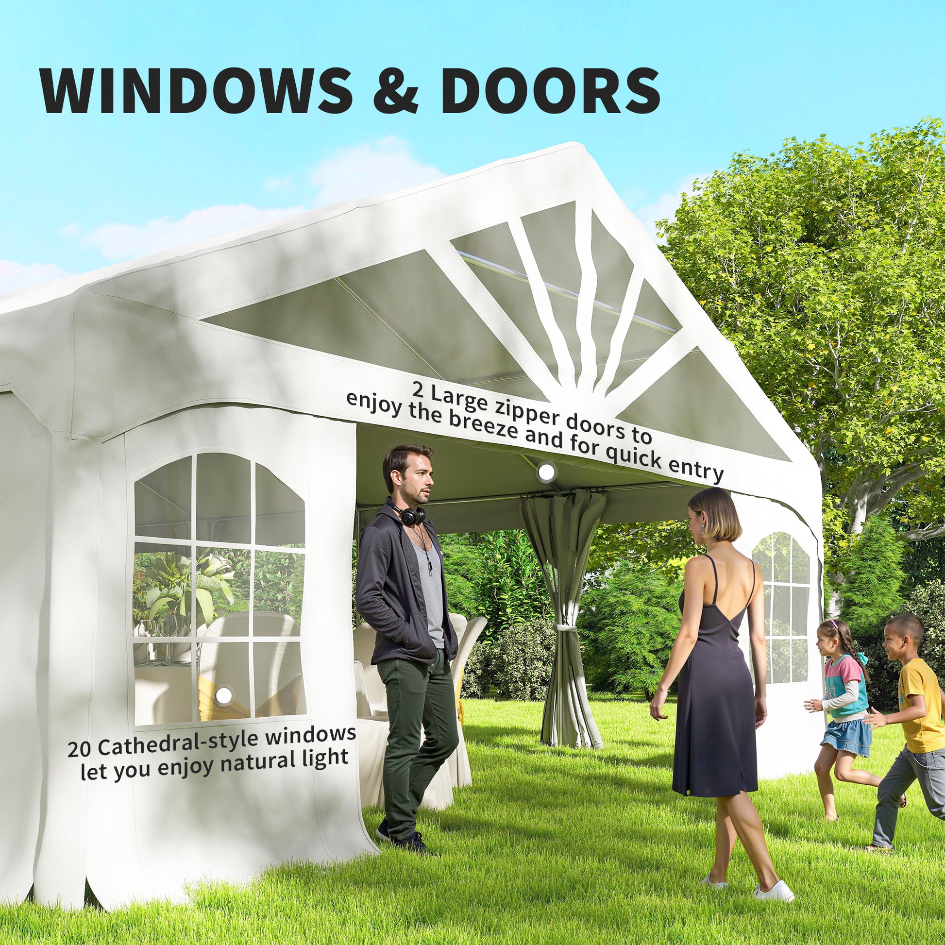 Heavy Duty Party Tent, 20' x 40' Large Sun Shade Canopy Tent for Parties, Wedding, Events, BBQ Grill, White