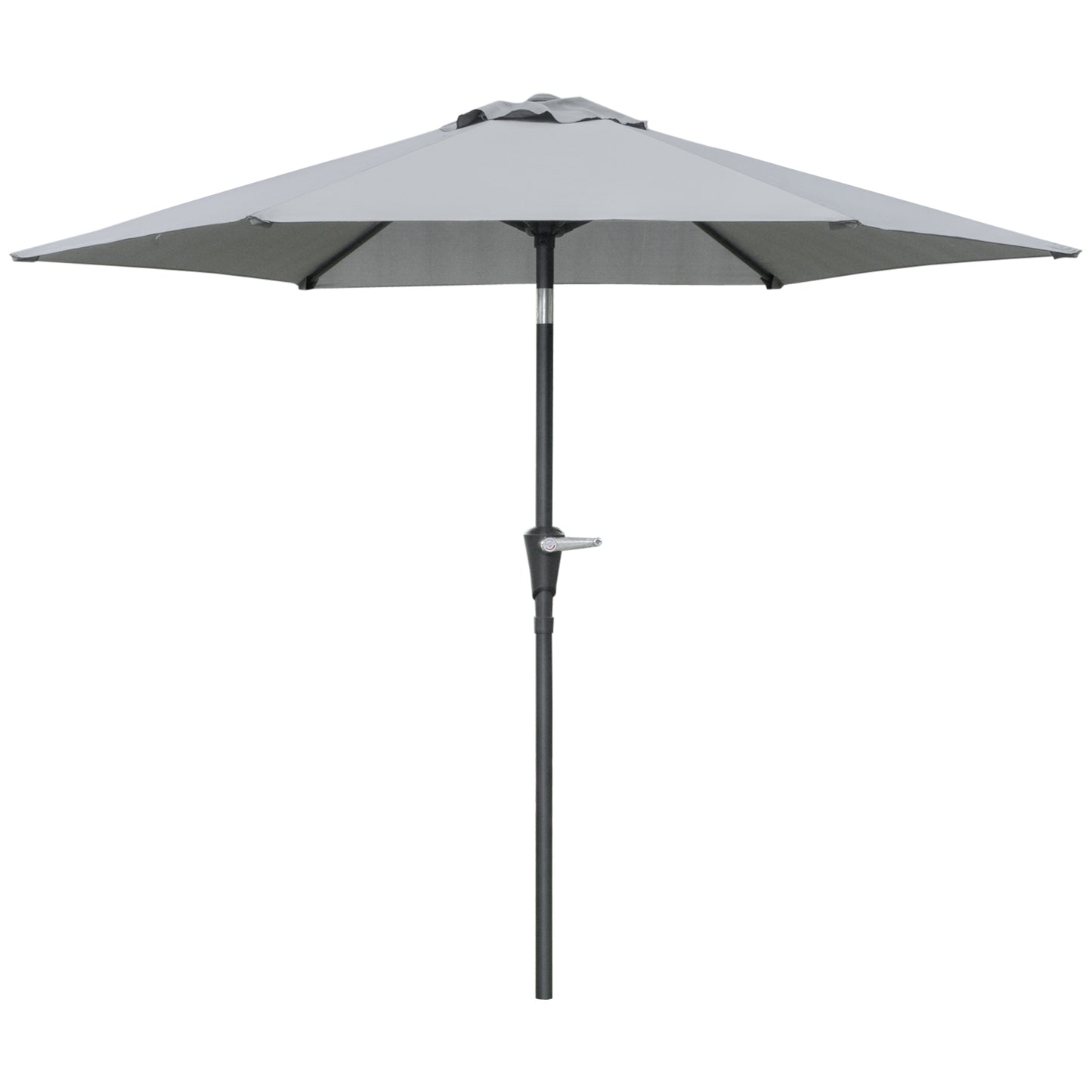 Patio Sun Umbrella, Outdoor Parasol with 6 Ribs, Light Grey