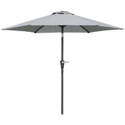Patio Sun Umbrella, Outdoor Parasol with 6 Ribs, Light Grey