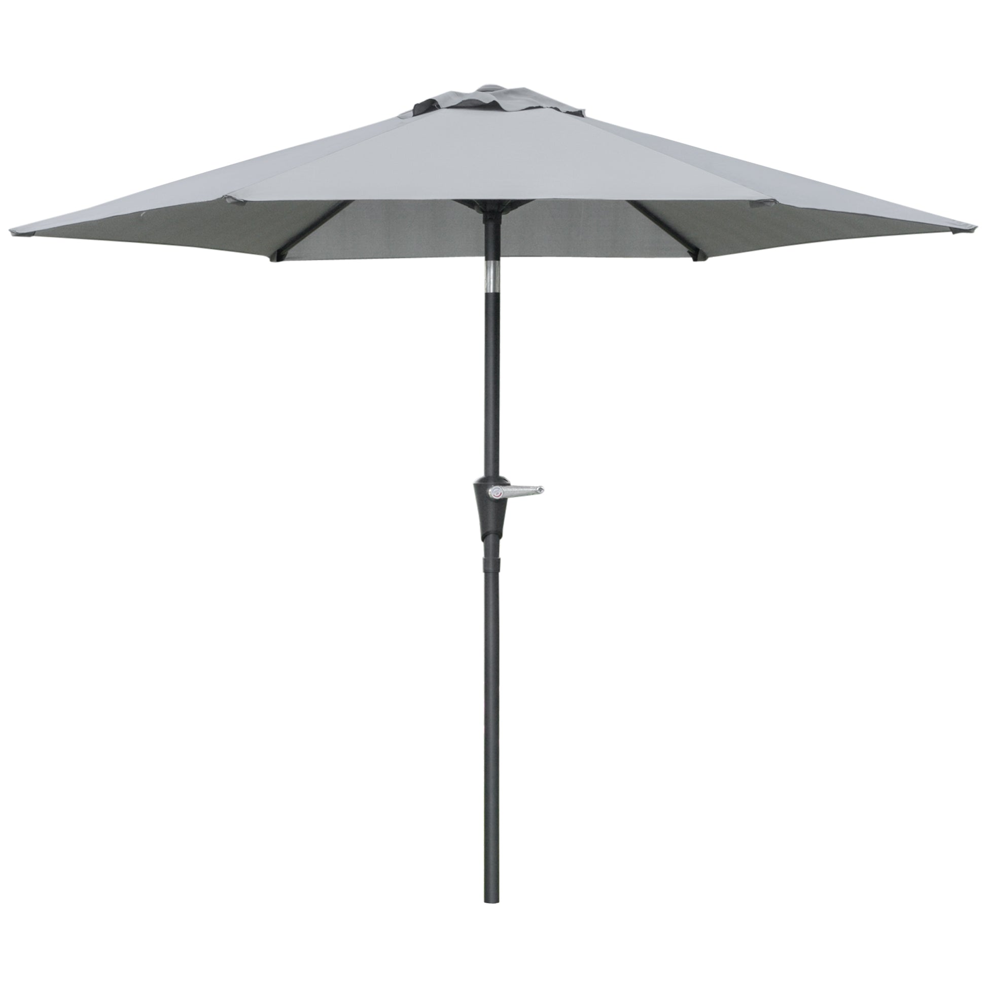 Patio Sun Umbrella, Outdoor Parasol with 6 Ribs, Light Grey