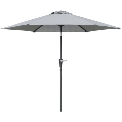 Patio Sun Umbrella, Outdoor Parasol with 6 Ribs, Light Grey