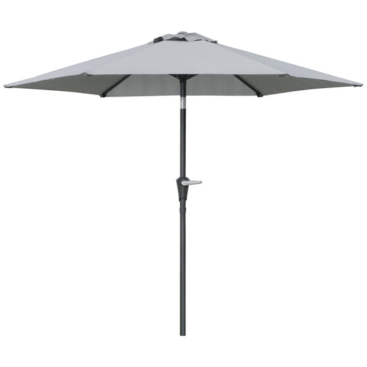 Patio Sun Umbrella, Outdoor Parasol with 6 Ribs, Light Grey