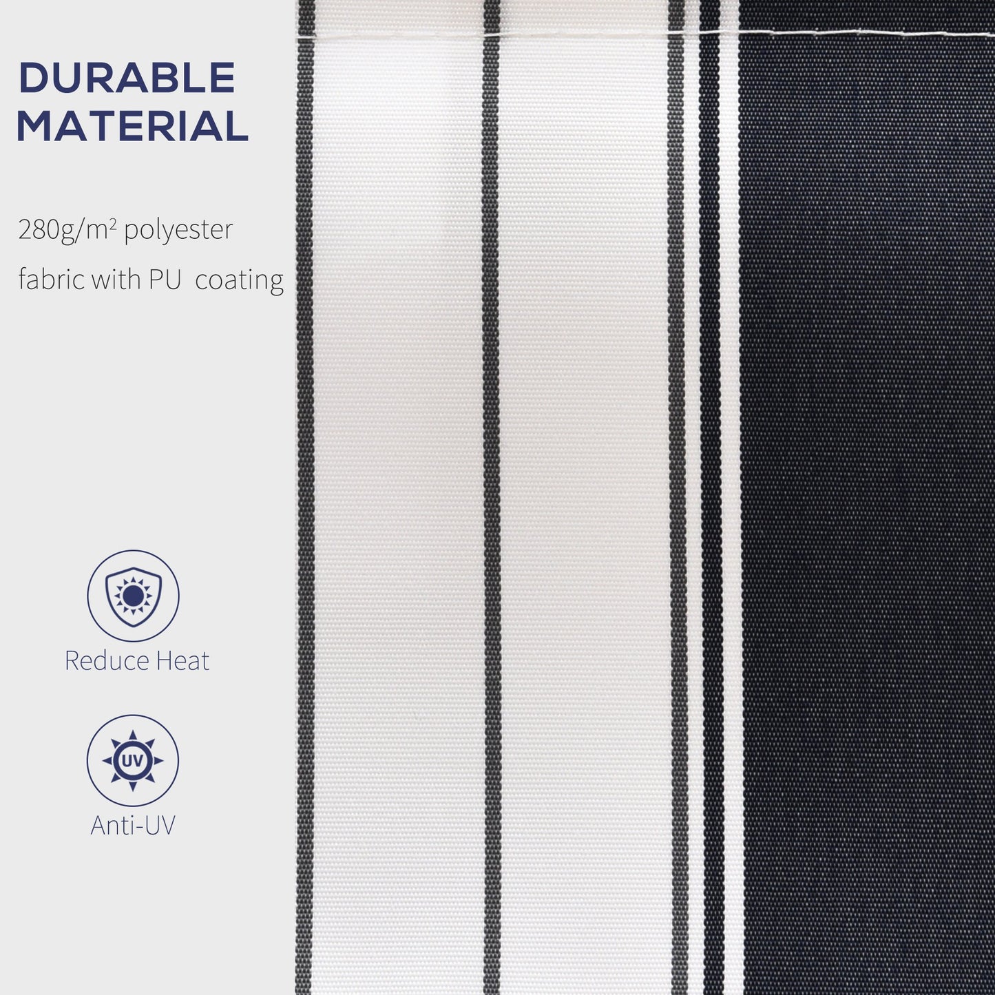 8' x 7' Retractable Awning, Patio Awnings, Sunshade Shelter with 280 g/m² UV & Water-Resistant Fabric and Aluminum Frame for Deck, Balcony, Yard, Blue and White