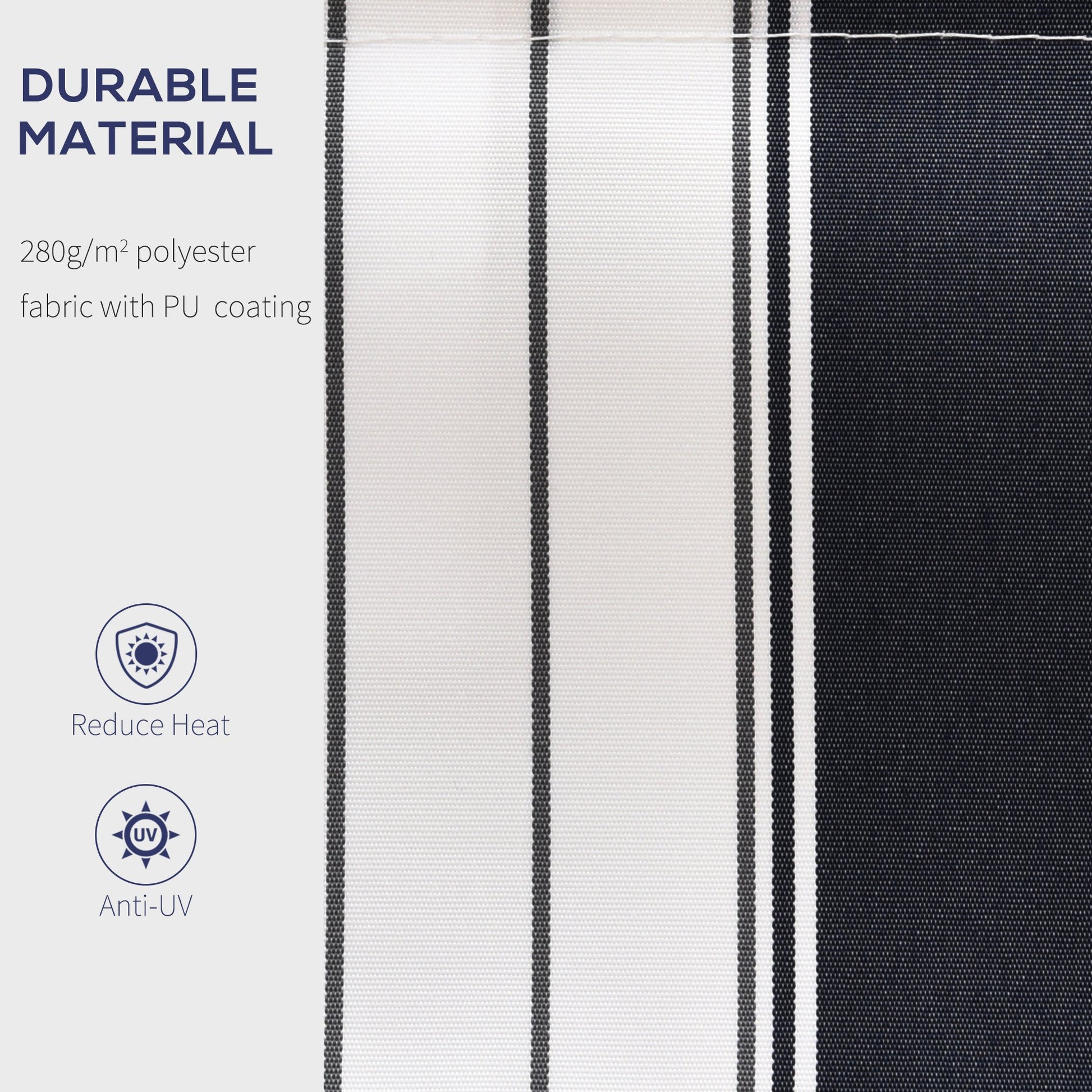 8' x 7' Retractable Awning, Patio Awnings, Sunshade Shelter with 280 g/m² UV & Water-Resistant Fabric and Aluminum Frame for Deck, Balcony, Yard, Blue and White