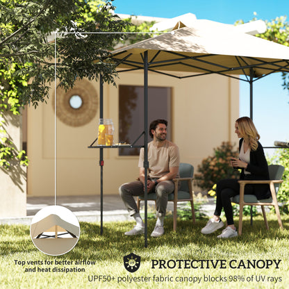 5 x 8.5 ft Pop Up Grill Gazebo with 2 Shelves, UPF 50+ Outdoor Instant Canopy Portable Shelter with Carry Bag, Khaki