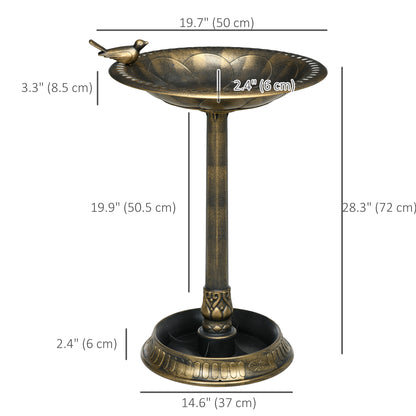 28" Bird Bath for Outdoors, Vintage Birdbath with Bird Decoration and Flower Planter Base, Bronze