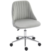 Vanity Chair for Makeup, Velvet Comfy Office Chair with Adjustable Height, Swivel Wheels for Bedroom, Living Room, Grey