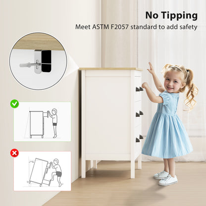 Chest of Drawers with Anti-Tipping, Simple Setup, Easy Clean, Quiet Slides, Modern 3 Drawer Dresser, White
