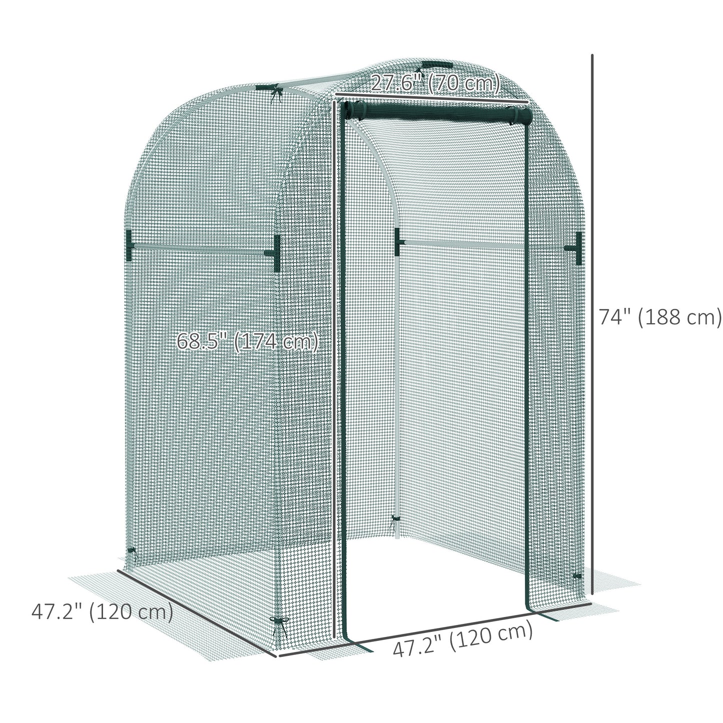 Galvanized Steel Crop Cage, Plant Protection Tent with Zippered Door, 4' x 4', Green