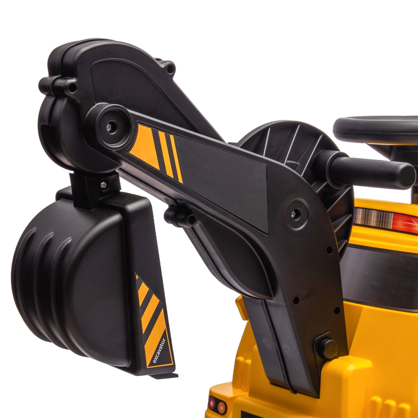 Aosom 3 in 1 Ride on Excavator Bulldozer Road Roller, No Power Pretend Play Construction with Music, for 18-48 Months, Yellow