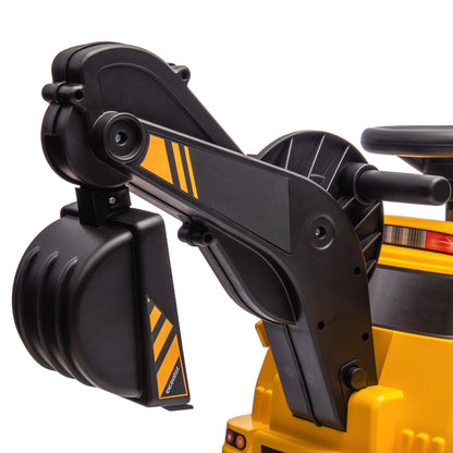 Aosom 3 in 1 Ride on Excavator Bulldozer Road Roller, No Power Pretend Play Construction with Music, for 18-48 Months, Yellow