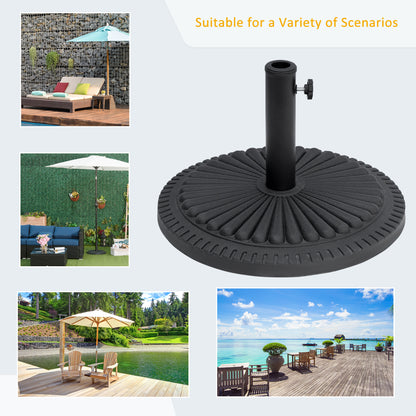 Patio Umbrella Base Stand, Round Cement Parasol Holder for Outdoor, Patio, Garden, Beach, Fits Φ1.4", Φ1.5" and Φ 2" Pole, Black